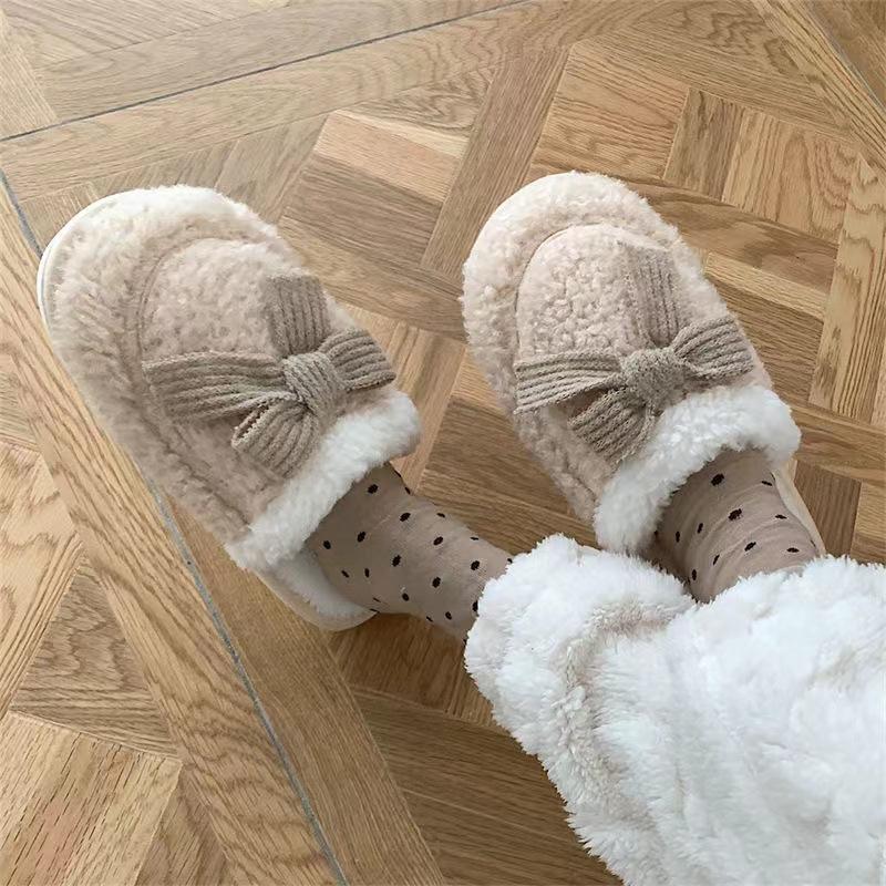 Women s Plush Cotton Slippers, Winter Thick Soled Warm Slippers 40 бежевый