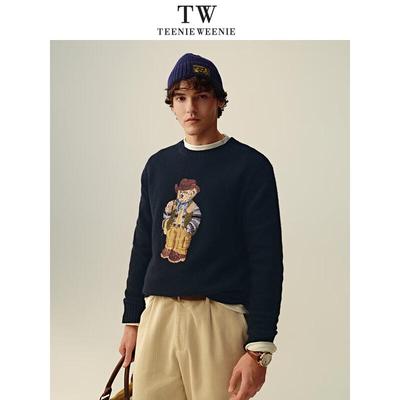 Men's Drop Shoulder Standing Bear Crew Neck Sweater