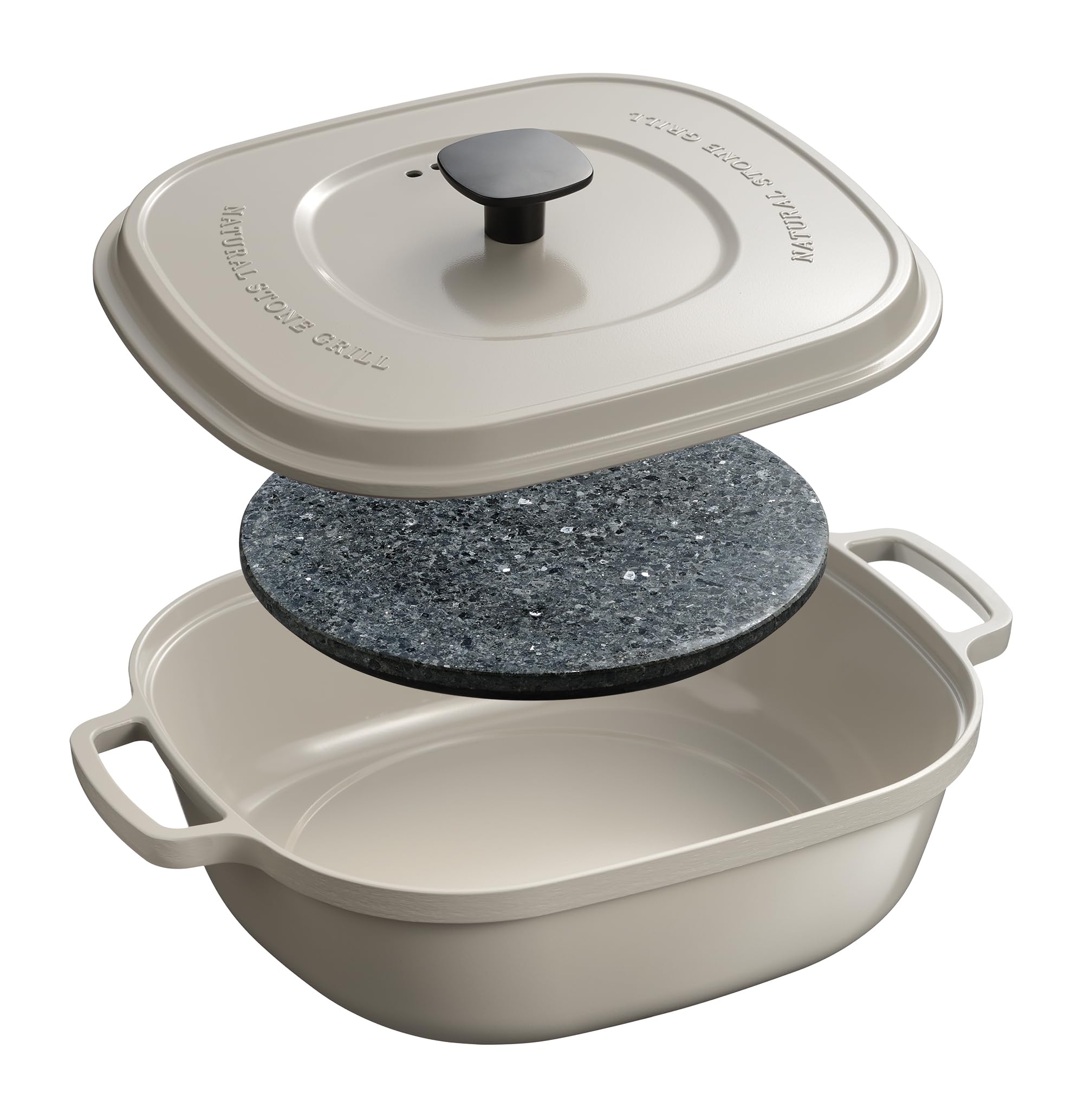 

Oaks Натуральный камень Взрослый Горшок для сладкого картофеля AUX Гриль, Запеченный на камне гриль, Совместимый с индукционными/газовыми плитами, Запеченный на камне бежевый