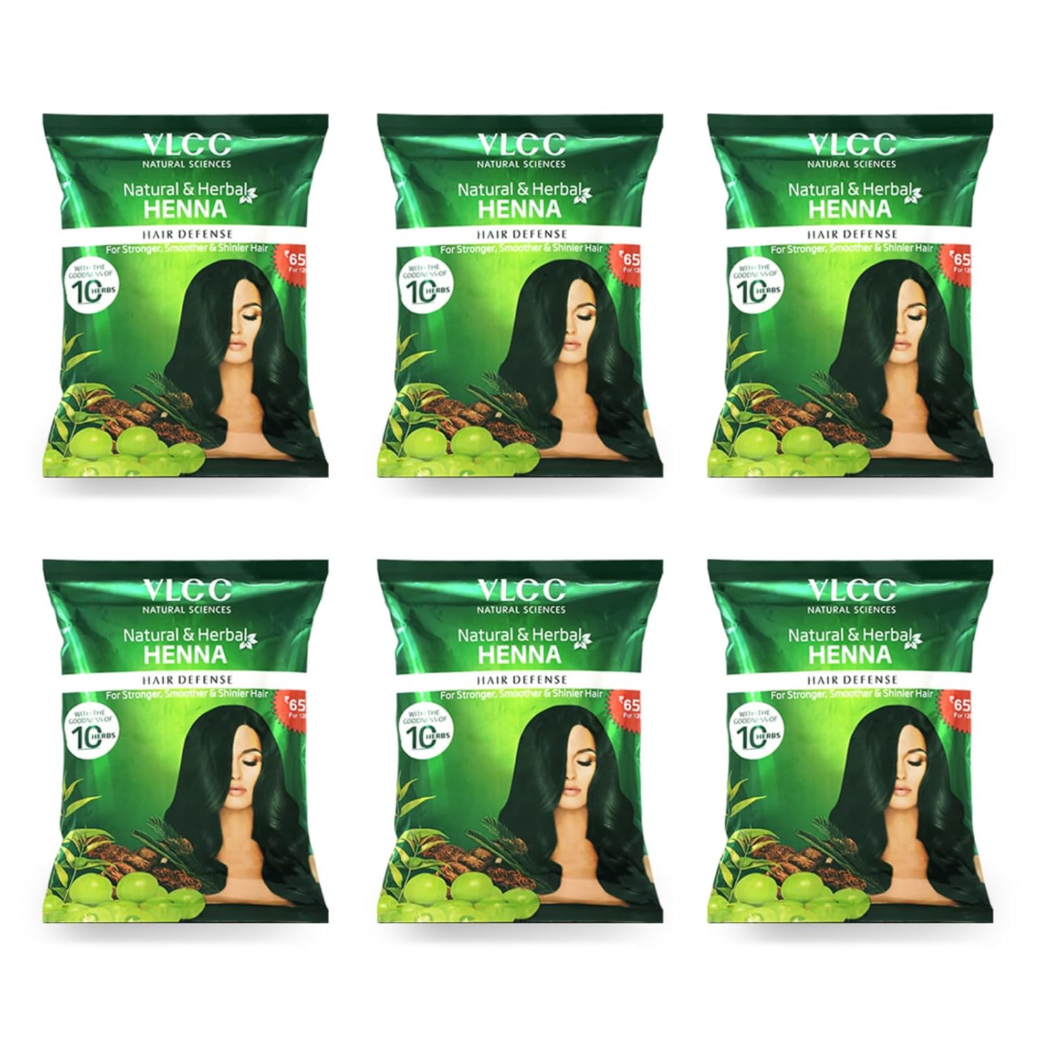 

VLCC Natural & Herbal Henna 120g X 6 Pack | Strengthens Hair, Adds Shine, Smooths & Protects Hair Naturally