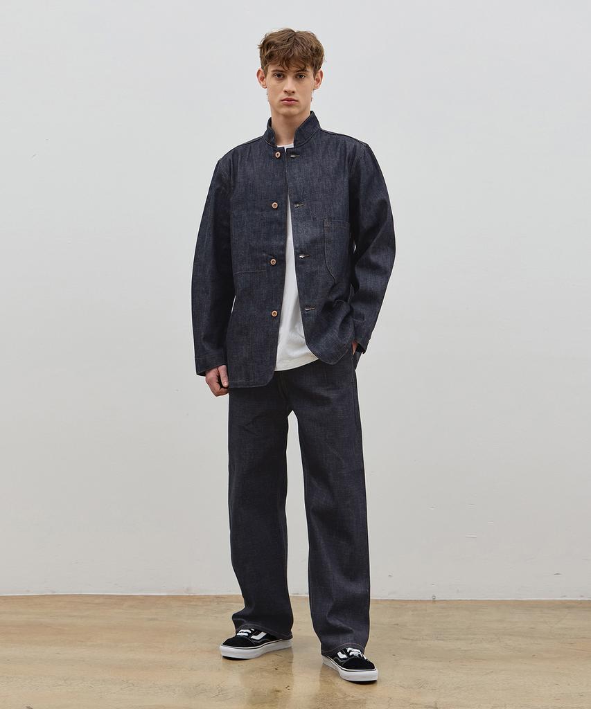 Ryul+Wai Denim Stehkragen Maßgeschneiderte Jacke Indigo C5