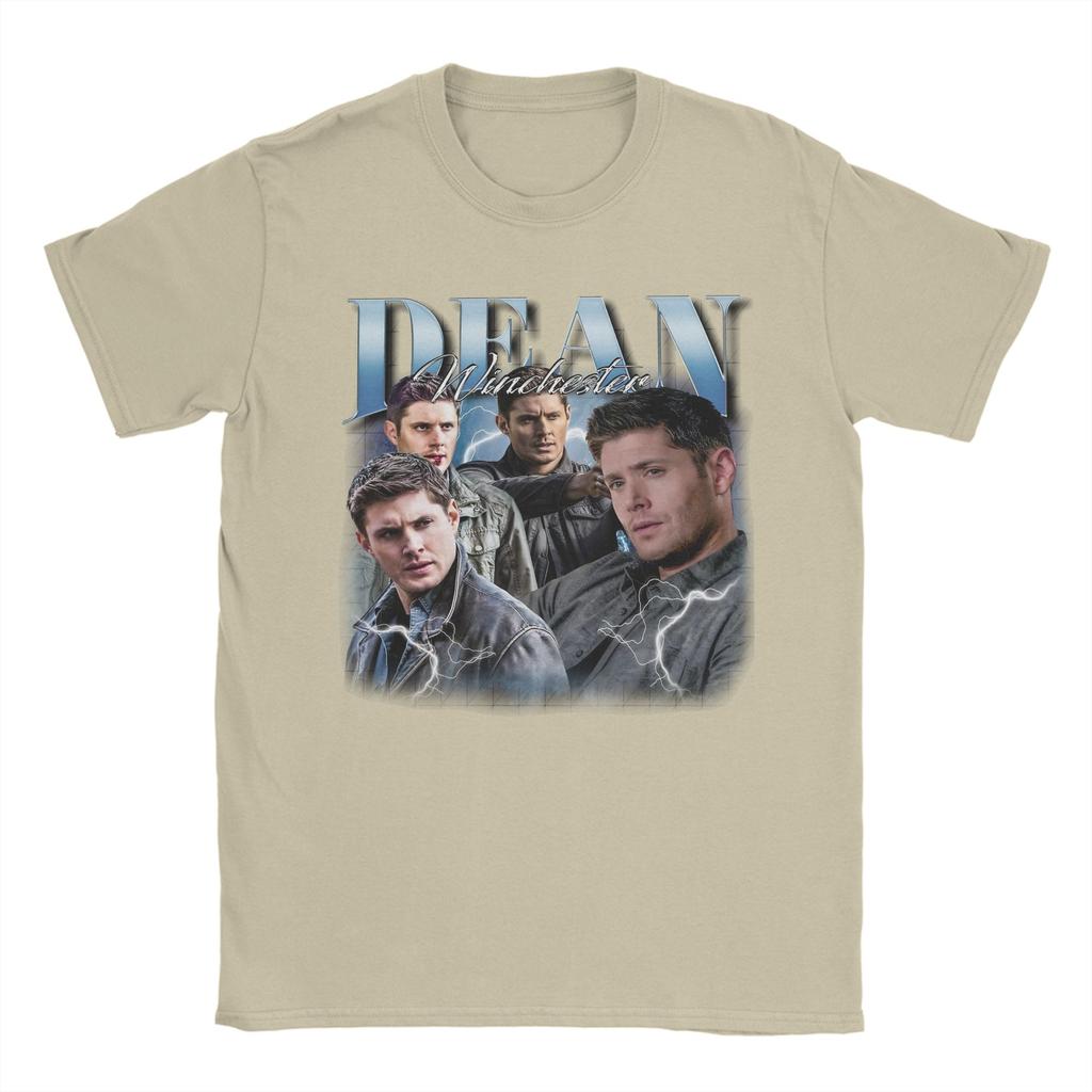 Novelty Vintage Dean Winchester Supernatural TShirts for Men Pure Cotton T Shirts  Short Sleeve Tee Shirt Gift Idea Clothing