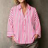Women's Striped Lapel Button Down Long Sleeve Blouse Loose Fit for Work