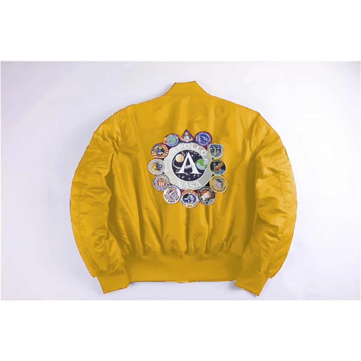 

Winter Bomber Flight Jacket Vintage MA-1 APOLLO Men Coat Streetwear Warm Varsity Hip Hop Baseball Letterman pilot Us Air Force XXL жовтий