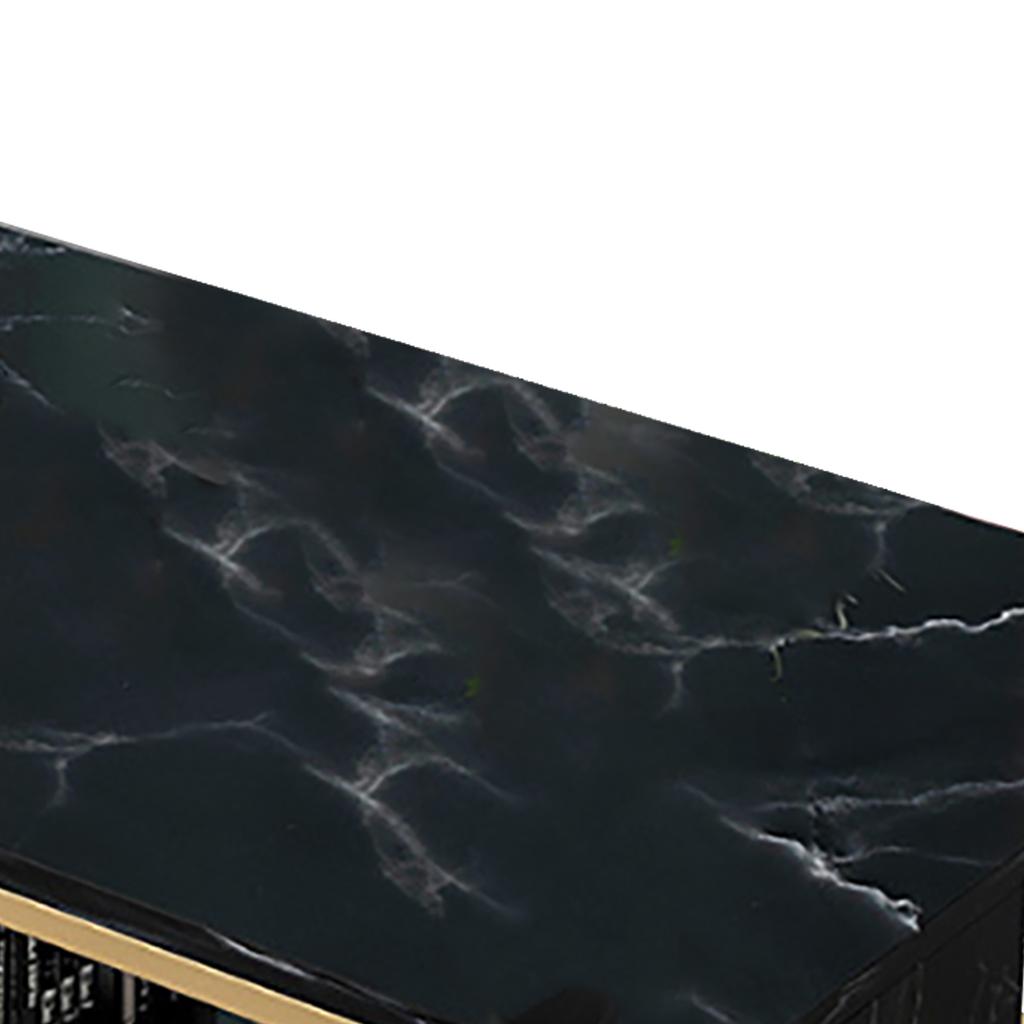 Coffee Table Metal Faux Marble Pattern Modern Rectangular Center Table for Home Living Room Office