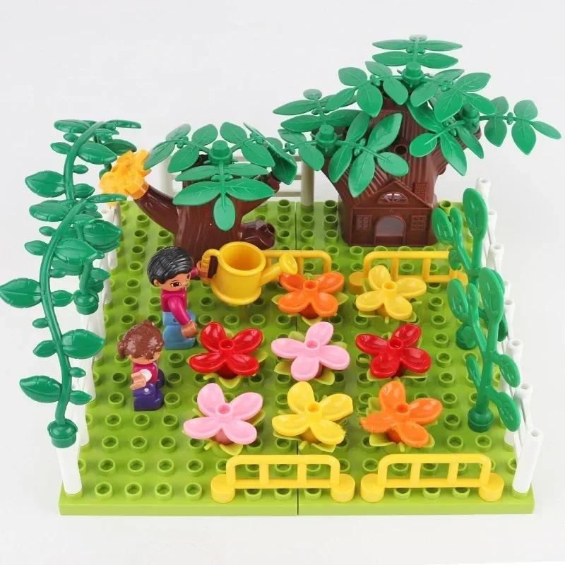 Große Bausteine Outdoor Wald Pflanzen Serie Blume Gras Baum Bauernhof Schmuck Zubehör Kompatible Szenen Spielzeug Kinder Bausteine
