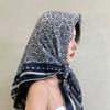 Floral cotton-linen large square scarf, silk scarf women's strapless scarf, sun-protection headscarf, vintage high-end style INS shawl, 91x91