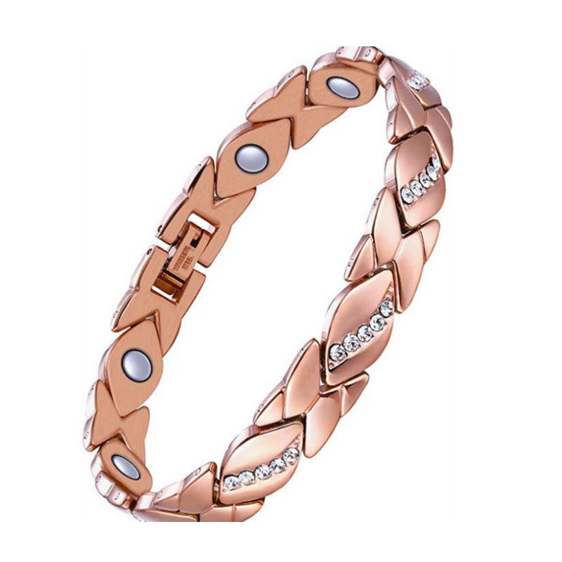 Women's Leaf Diamond-Inlaid Magnetic Bracelet