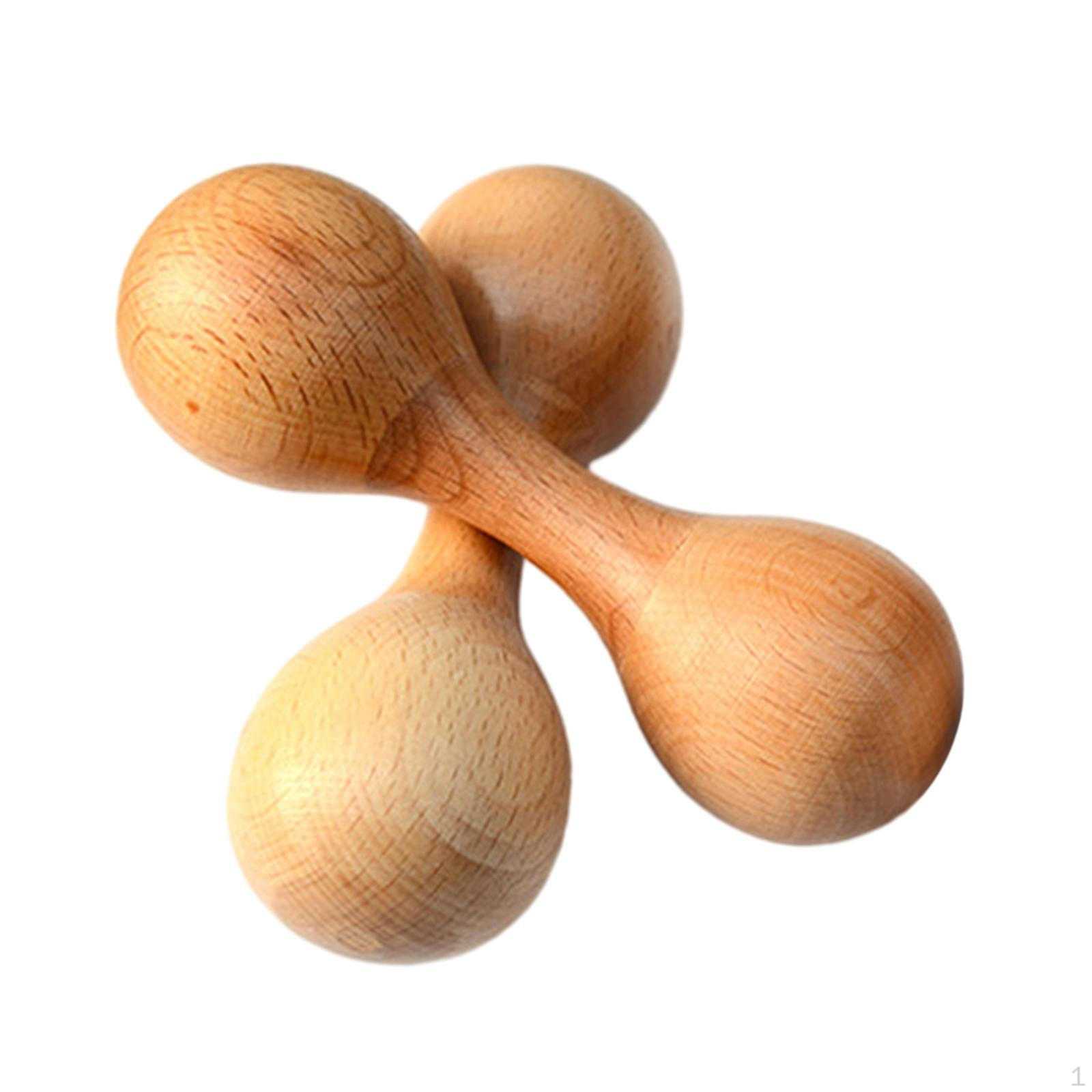 2 Pieces Sand Hammers Music Shaker Dual Heads Party Favors Wooden Practical Percussion Toy wood