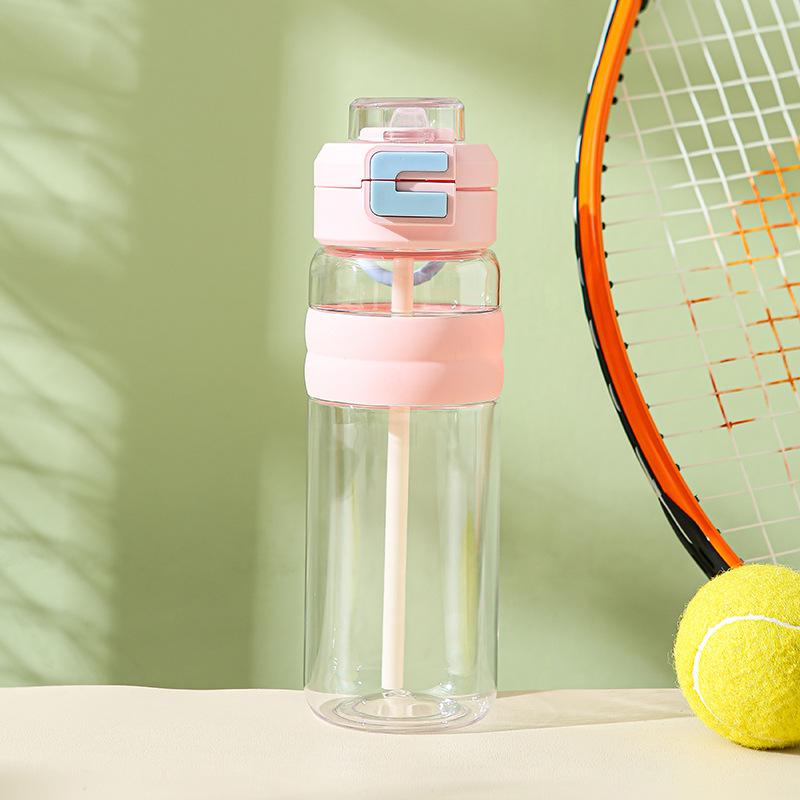 Water Bottle New Student Water Cup Outdoor Sports Large Capacity Straw Cup High Value Portable High Temperature Resistant Plastic Cup