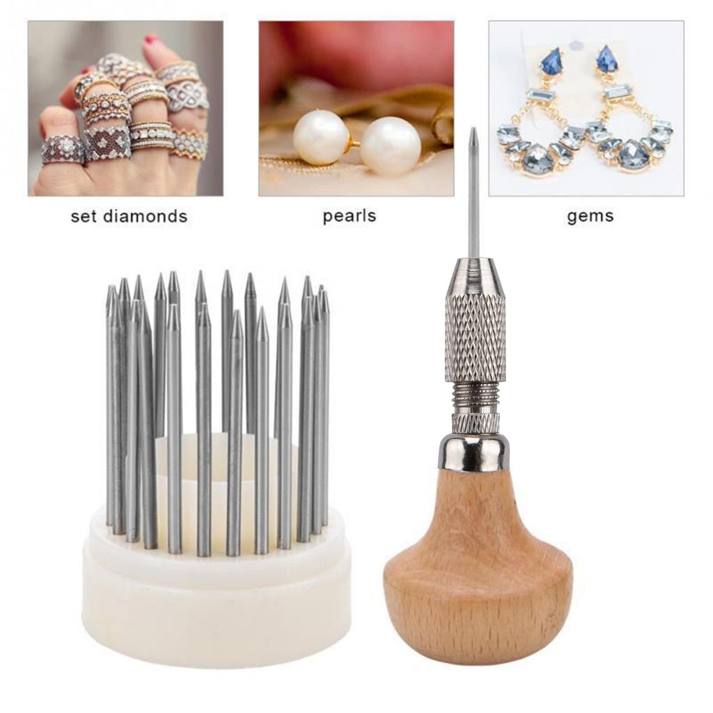 Beading Tool Jewelry Milgrain Tool Set Milgraining Wheels Wooden Handle Vise Stone Setting Milgrain Edges for Jewelry
