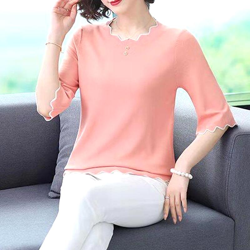Spring Summer New Fashion O-neck Half Sleeve Solid Color Casual T-shirts Loose Straight Simple Comfortable Top Women Clothing