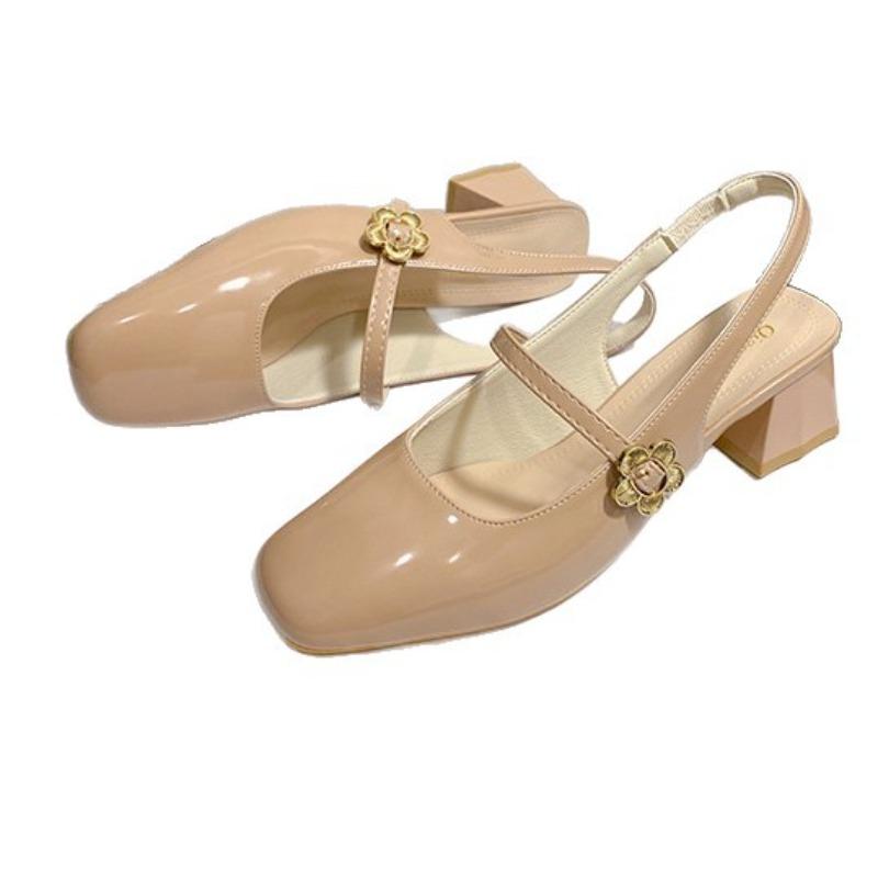 2025 New Summer High Heels Sandals Women Square Head Shoes Women Fashion Open Toe Buckle Sandals Casual Square Heel Female Shoes