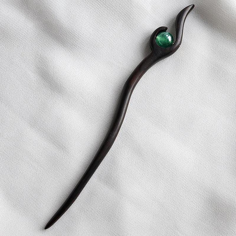 Chinese Style Imitation Jade Wooden Hair Sticks Simple Retro Hair Forks Hairpins For Women Girls Hair Bun Fixed Hair Jewelry
