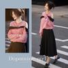 Demana Women's Ruffled Off-Shoulder Color Block Sweatshirt