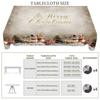 Christmas Vintage Farmhouse Tablecloth with Santa, Reindeer & Xmas Tree Prints. Rectangular & Round Sizes for Xmas/New Year Parties, Kitchen, Indoor &