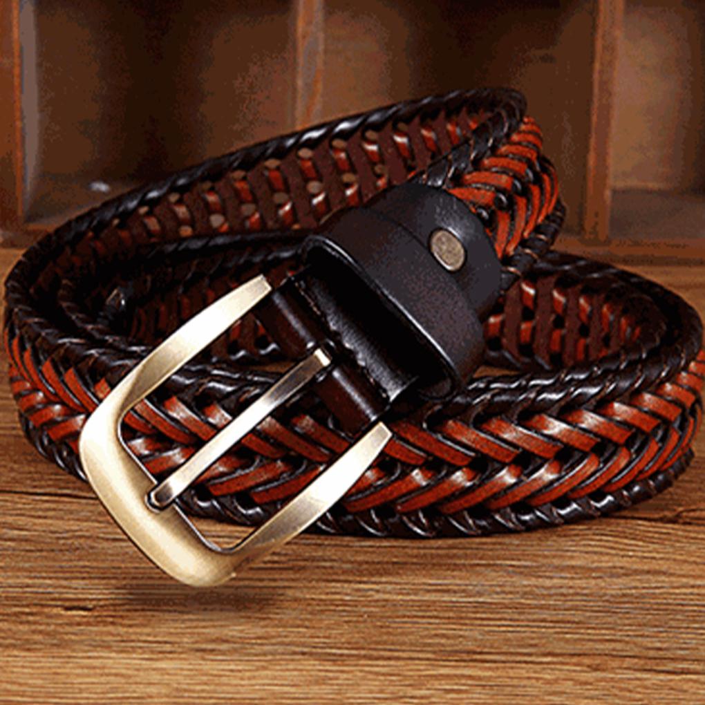 Woven Causal Leather Belt For Jeans Pants Match For Any Outfit Adjustable Woven Elegant And Attractive Premium Leather, Black