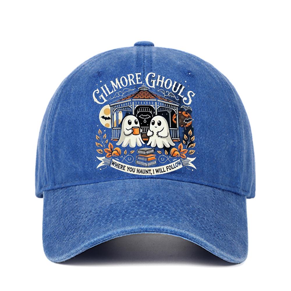 Letter Ghost Printed Baseball Cap for Men and Women, Adjustable Outdoor Sun Protection Hat, Halloween Holiday Gift Decoration