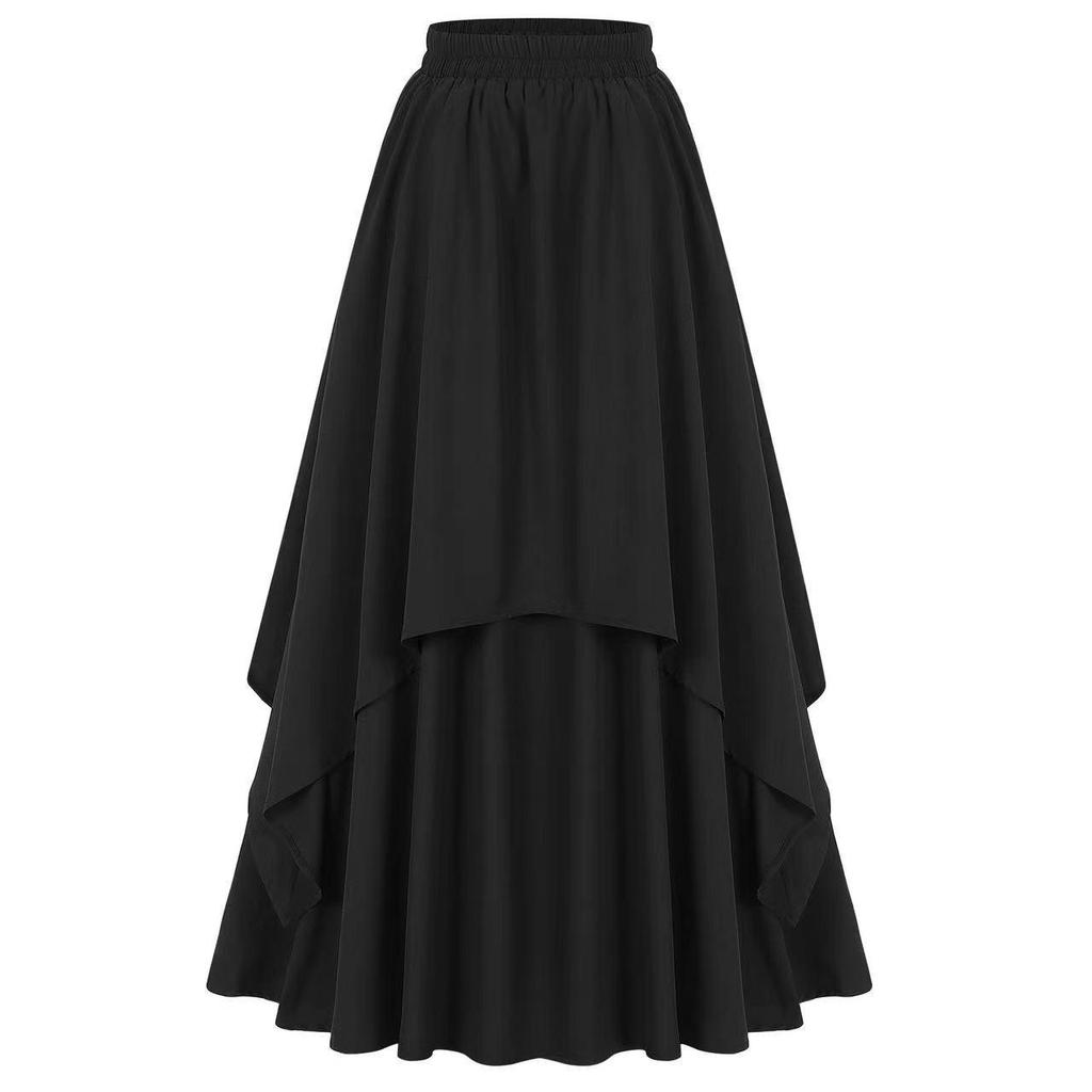 Trendy European & American Halloween Costume: Women's Irregular Mid-Length Skirt with Elastic Waist
