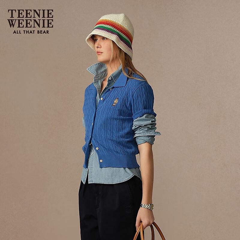 Teenie Weenie Kabelstrick-Cardigan mit Bärenstickerei