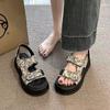 Thick-soled comfortable trend Velcro beach sandals women 2025 summer new college style fashion Roman sandals women