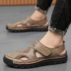 2025 Men's Hand-Stitched Outdoor Closed-Toe Sandals - Large Size, Breathable Casual Beach Shoes
