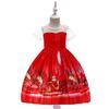 Christmas Children'S Dress Cartoon Printed Satin Cloth Performance Christmas Dance Performance Dress