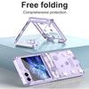 For Samsung Galaxy Z Flip 5 4 3 Case Electroplating Transparent Starry Sky Flat Hinge Full Wrap Drop Cover For Flip5 Flip4 Flip3