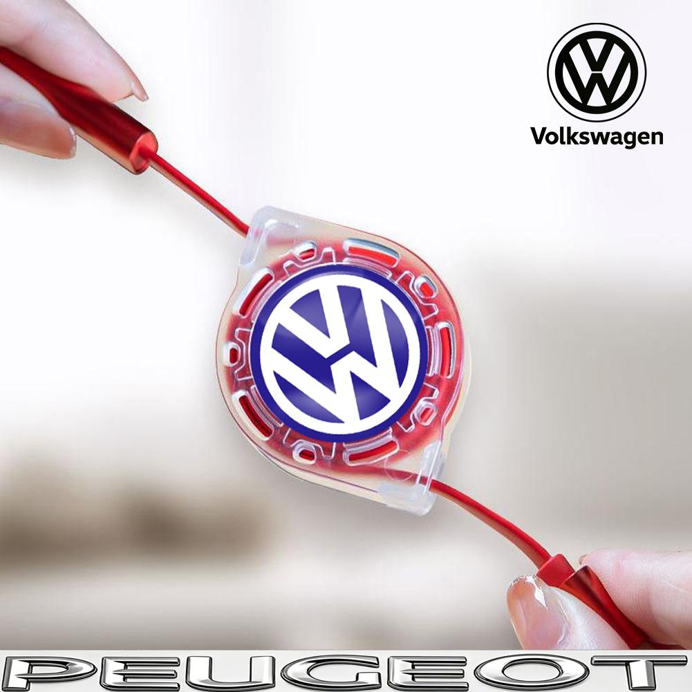 hijk1 3 In 1 Retractable Data USB Cable Charger Fast Wire Charging Cable For VW Golf Tiguan T-Roc Polo Passat ID.4 T-Cross ID.3 Taigo