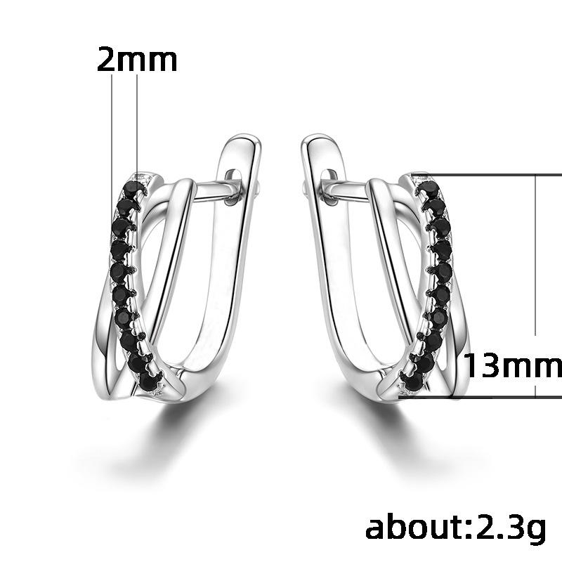 Simple Earrings, Fashionable Micro-Inlaid Zircon Ear Buckle Internet Celebrity Street Shot With The Same Versatile Women'S Ear Jewelry