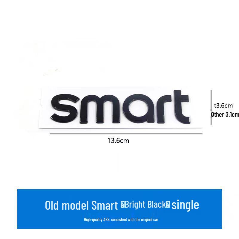 Compatible with Mercedes Smart Front & Rear Emblems, 'Smart Little Elf' Letter Stickers, Modified Car Tail Number Decals