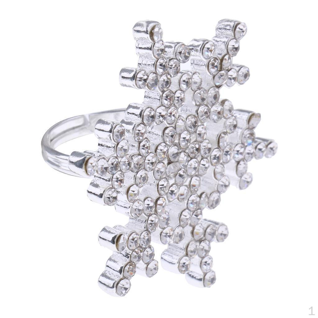 Elegant Glitter Silver Ring Rhinestone Snowflake Snow Bridal Anniversary Beautiful Jewelry Party