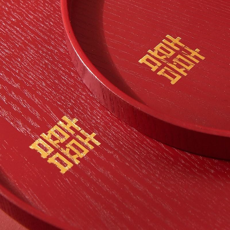 Serving Tray Chinese Wedding Candy Tray Tea Tray Toast Cup Tray Red Festive Wedding Decoration Tray Food Serving Tray(B)