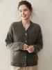 V-Neck Air Layer Cashmere Women's Knit Cardigan - Loose, Slimming, Single-Breasted Top