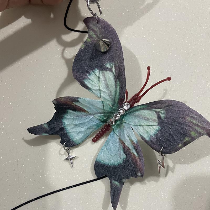

Exquisite Handmade Colorful Butterfly Keychain Rivet Design Imitation Butterfly Pendant Bag Decoration Creative Birthday Gift