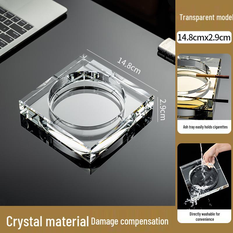 Crystal Glass Ashtray: Elegant, Fly-Repellent Design for Home or Office