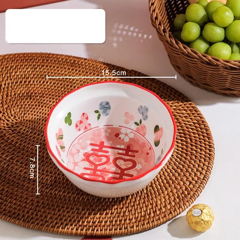 Bröllop i kinesisk stil Keramisk tallrik Hem Utsökta bröllopsmiddagstallrikar Förlovningsfest Läcker desserttallrik Gåvor