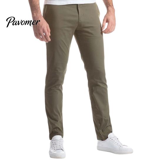Breathable Autumn Winter Chinos Men Twill Trousers, Slim Fit Stretch Pants, Solid Color Versatile Slimming Leg Trousers Straight Casual Pants