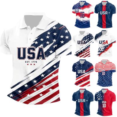 Chemise à manches courtes USA pour homme, séchage rapide, légère, en maille respirante, avec imprimé graphique sportif pour le quotidien et le sport