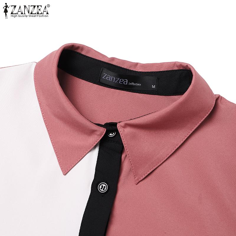 ZANZEA Women Casual Turn Down Collar Short Sleeve Shirt Dress