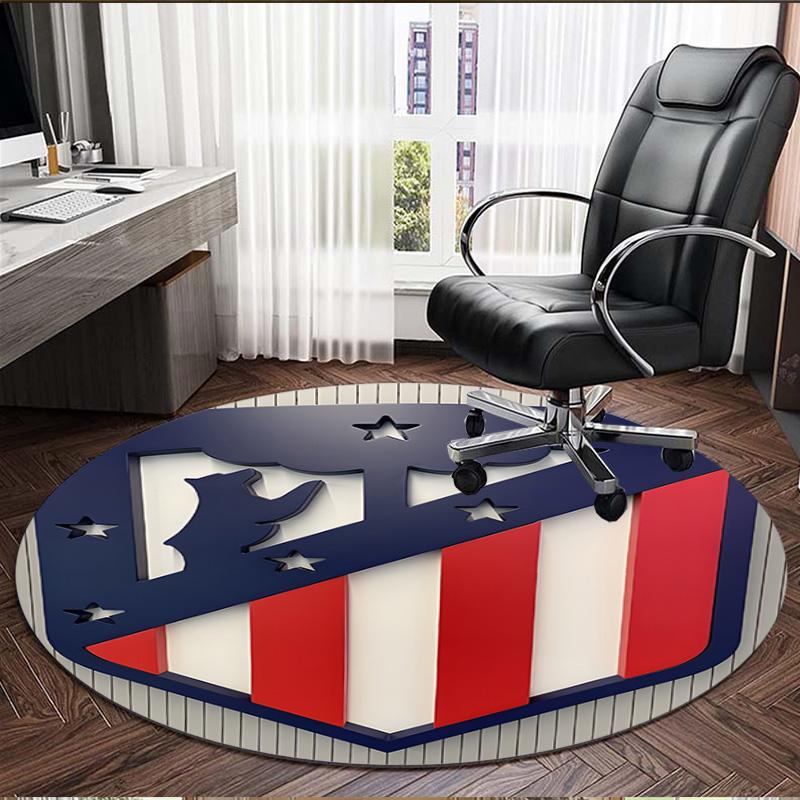 Football Club Print Round Rug, Washable Floor Carpet, For Entryway Dorm Laundry Room Office Study, Home Decor Birthday Christmas Gift