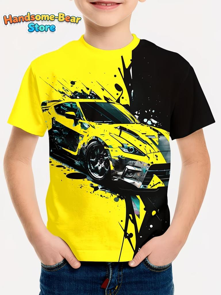 Kids Clothes Boys Tshirt Short Sleeve Stylish Car Racing Graphic T Shirts Children Summer Clothes Casual Streetwear Boys Clothes