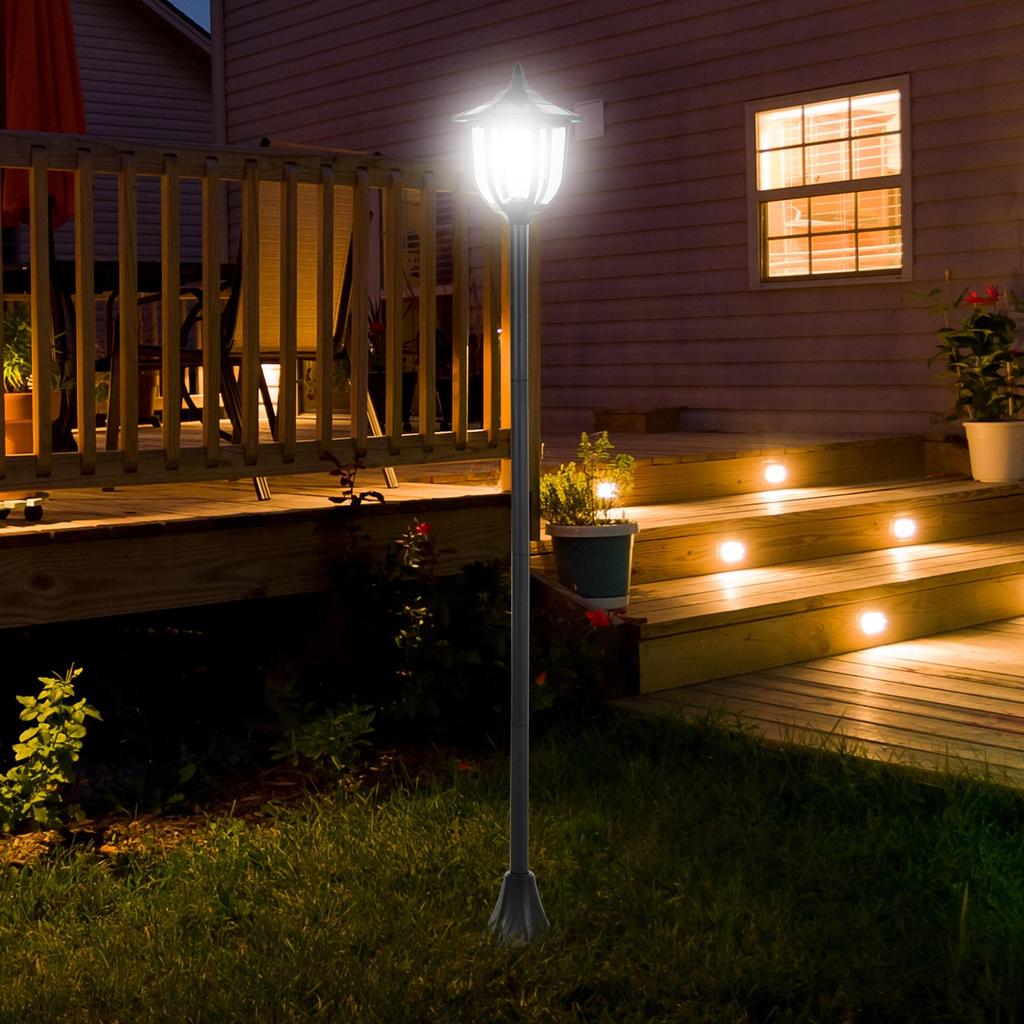 Outdoor Solar Floor Lamp, LED Lantern, 60 Lumens, 26 x 26 x 177 cm, Black