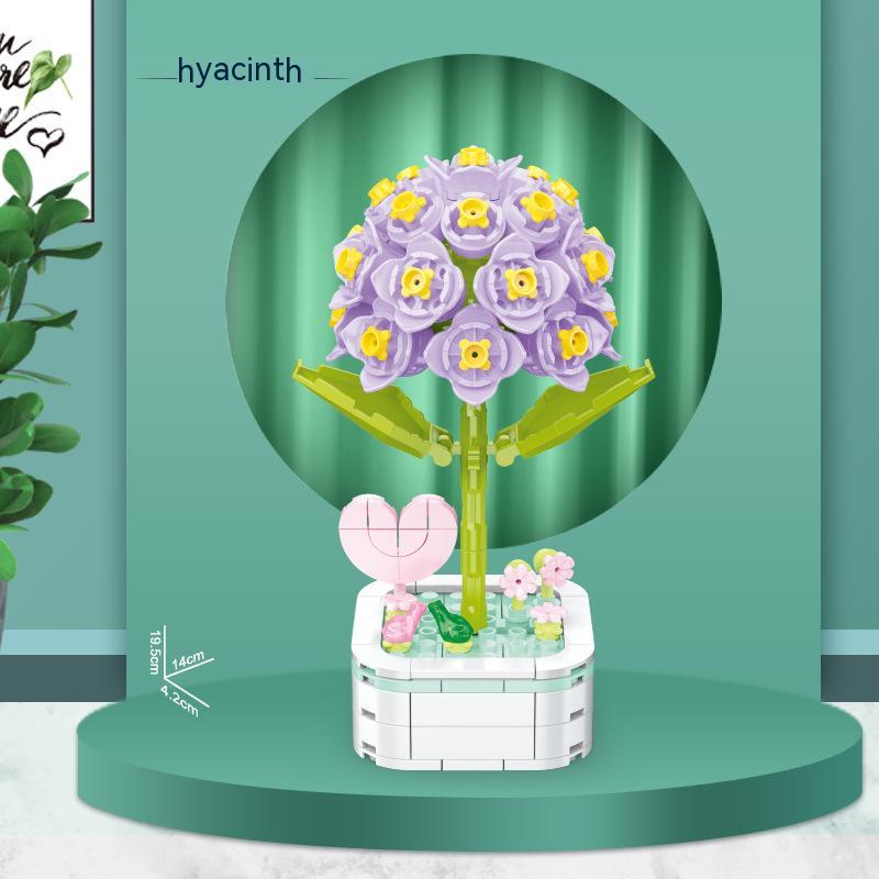 Decorative Potted Preserved Fresh Flower Educational Assembled Toys Small Particles Compatible with Lego Children's Educational Toy Building