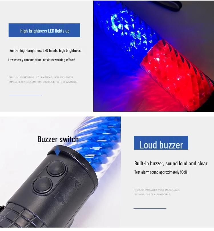 LED Safety Traffic Baton - Flashing Glow Stick for Night Patrol and Security