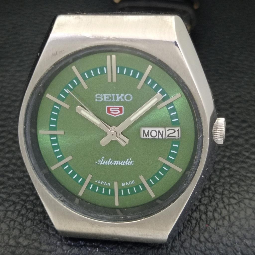 SEIKO 5 AUTOMATIC JAPAN VINTAGE 6319A MENS GREEN COLOR DIAL WATCH a702515-1 R126-a702515