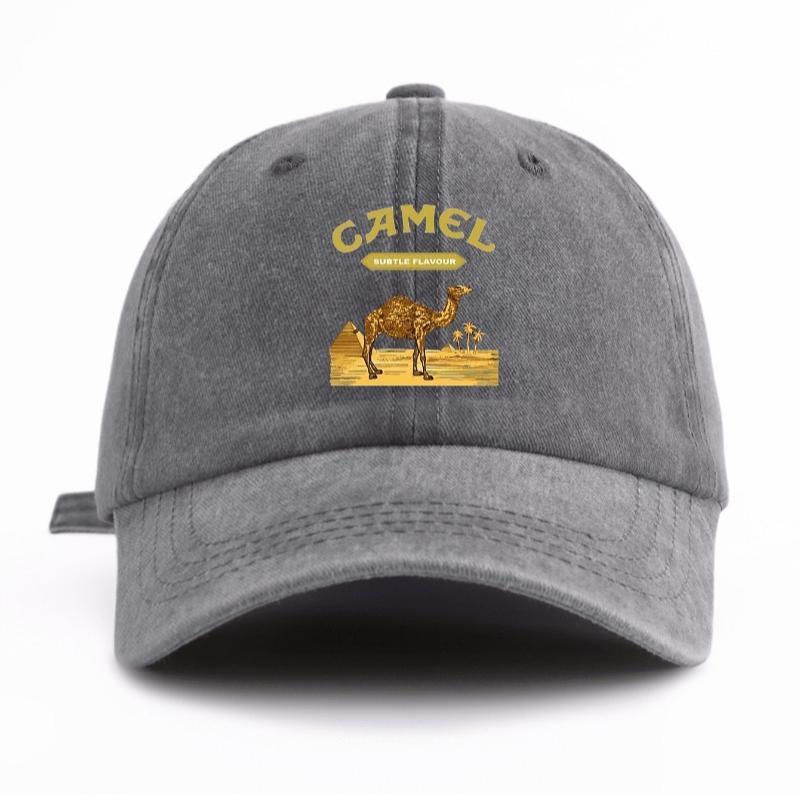 

1 Pc CAMEL Print Washed Baseball Cap, Classic Casual Stylish , Perfect Gift For Grandpa Families And Friends серый
