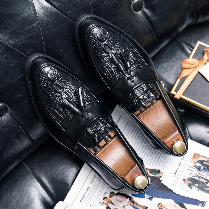 Elegantní pánské mokasíny Pánské kožené ležérní boty s luxusním krokodýlím vzorem pro venkovní nošení, řízení, do kanceláře, na obchodní jednání, všestranné