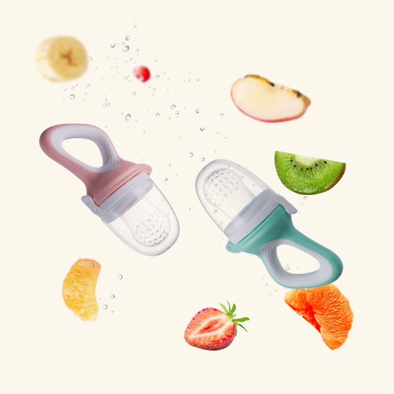 Baby Fruit & Veggie Teething Feeder - Pushable Teether Bag for Easy Self-Feeding