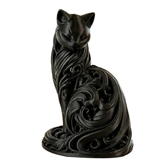 

Minimalist Elegant Cat Statue 3D Printed Feline Figurine Modern Desktop Ornament for Bedroom Living Room Office Desk Decor чорний